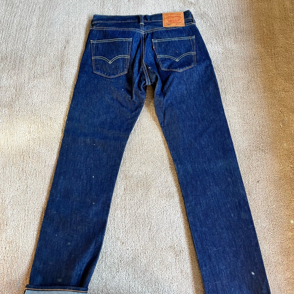 Levi's Premium White Oak Denim - Dark Wash - Straight Fit Jeans - Picture 5 of 9